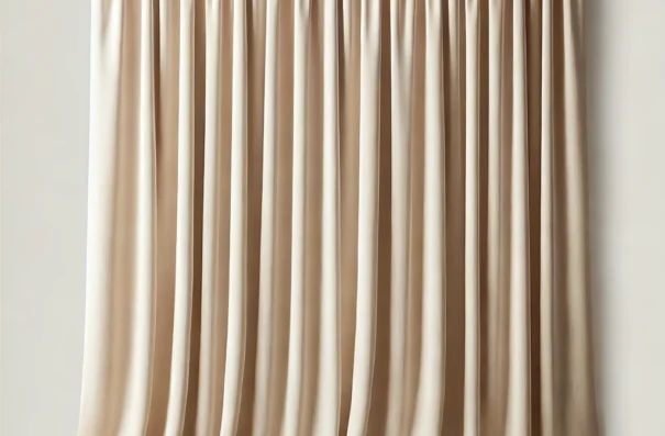 DALL·E 2025-02-27 17.21.46 - A plain, light beige curtain hanging naturally with soft folds. The fabric has a smooth texture and is evenly lit. No background details, just the cur Perdele Constanta